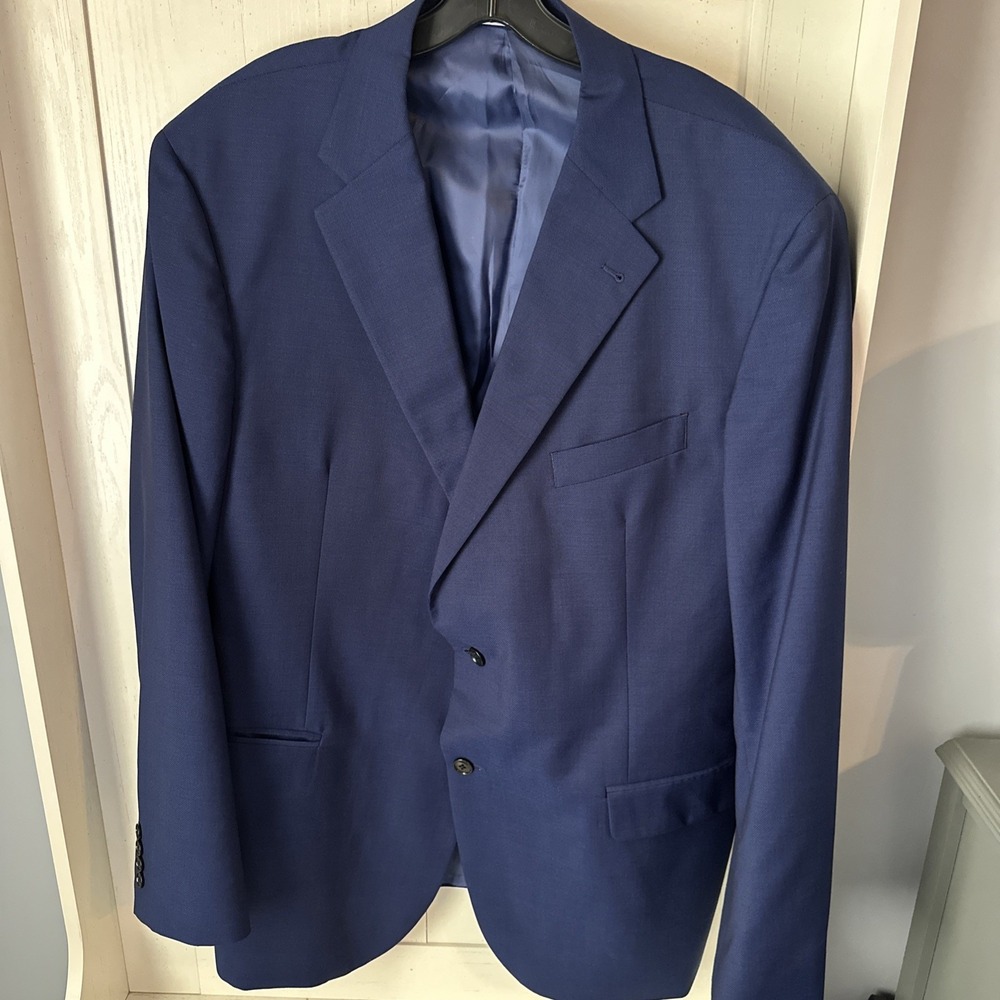 Joseph Abboud Mens Marzotto Wool Jacket 48L Super 100's Navy Blazer Sport Coat